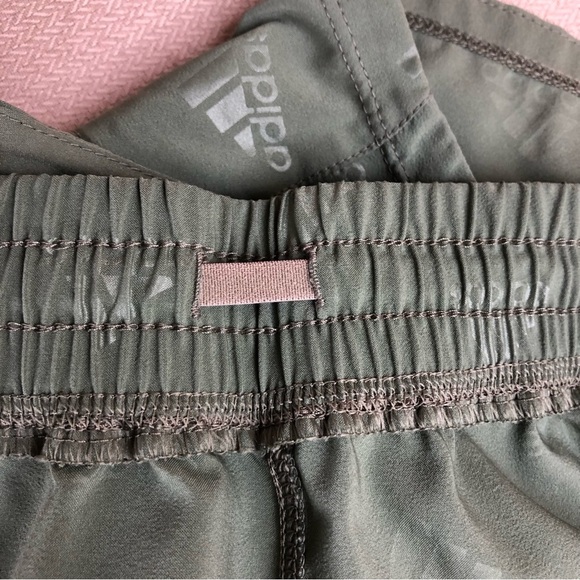 Adidas Womens Aeroready Green Allover Logo Athletic Shorts Size L - Picture 9 of 11